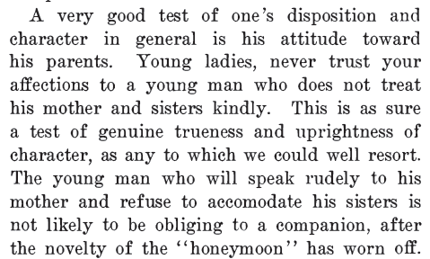 Kristin Holt | Segment of "Private Lectures to Mothers and Daughters on sexual purity including love, courtship, marriage, sexual physiology, and the evil effects of tight lacing. By Daniel Otis Teasley. Published in or before 1904. Article stresses: Truth in Courtship.