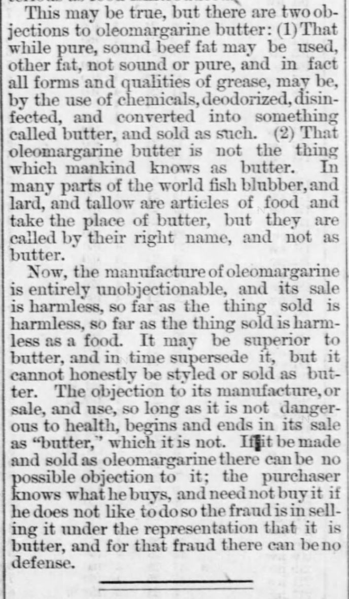 Kristin Holt | This Day in History: May 21. "Bogus Butter," published in Walnut Valley Times, El Dorado, Kansas, May 21, 1880. 2 of 2.