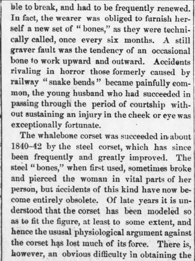 Kristin Holt | Corsets: Damaging Woman's Intelligence (1880). "Woman's Brain.--How it is Being Deadened and Destroyed by Fashion, with Dr. Richardson." Reported in Kansas Farmer of Topeka, Kansas on May 5, 1880. Part 3.