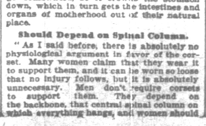 Kristin Holt | Defect in Form: Evils of Tight Lacing (a.k.a. Corsets), 1897. From Chicago Daily Tribune of Chicago, Illinois on April 24, 1897: Shows Defect in Form... may induce women to drop corsets. (Part 7 of 10)