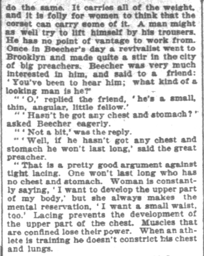 Kristin Holt | Defect in Form: Evils of Tight Lacing (a.k.a. Corsets), 1897. From Chicago Daily Tribune of Chicago, Illinois on April 24, 1897: Shows Defect in Form... may induce women to drop corsets. (Part 8 of 10)