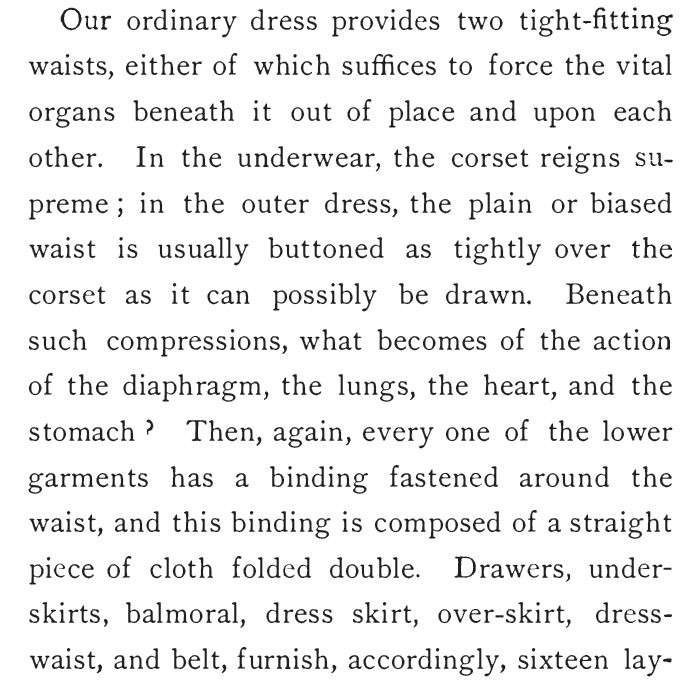Kristin Holt | Defect in Form: Evils of Tight Lacing (a.k.a. Corsets), 1897. Quote from 'Dress Reform', 1874, Part 1.