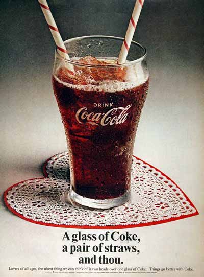 Kristin Holt | Vintage Coca-Cola ad: A glass of Coke, a pair of straws, and thou.