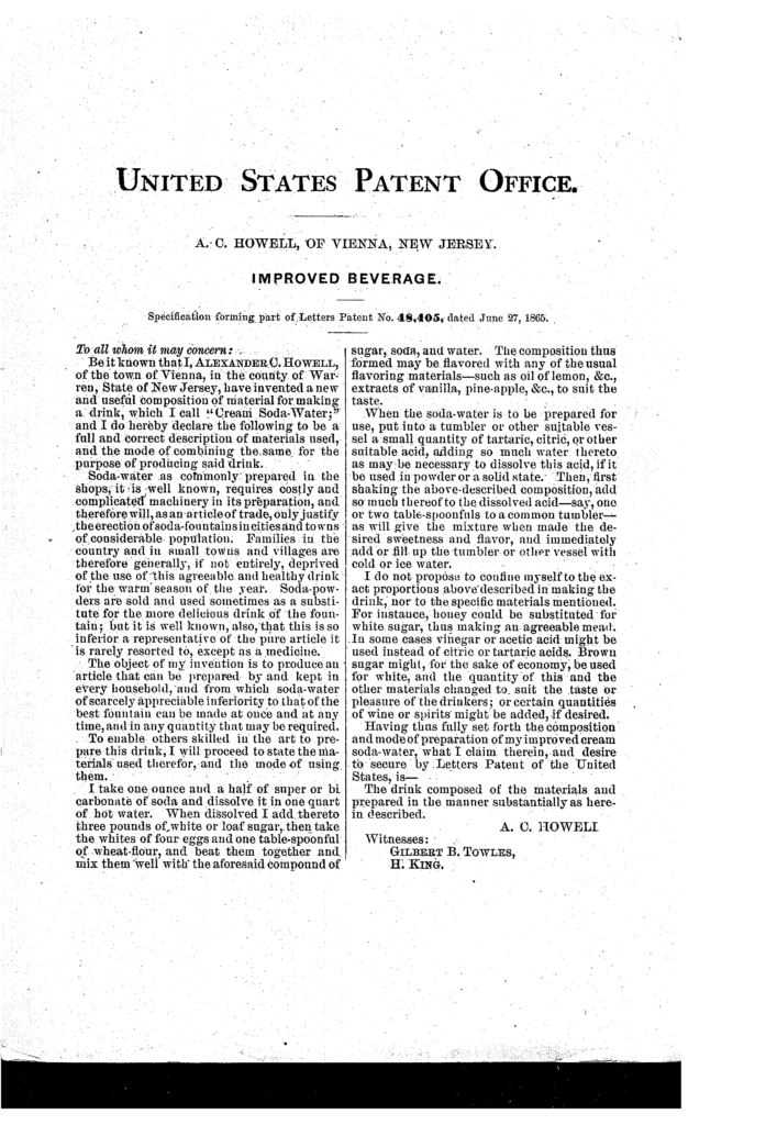 Kristin Holt | Victorian Ice Cream Sodas. Image: US Patent to A. C. Howell.