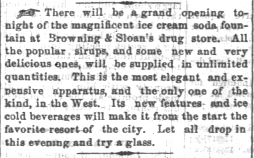 Kristin Holt | Ice Cream Soda Fountain serves New ICE-COLD beverages, advertised in The Indianapolis News of Indianapolis, Indiana on June 20, 1870.