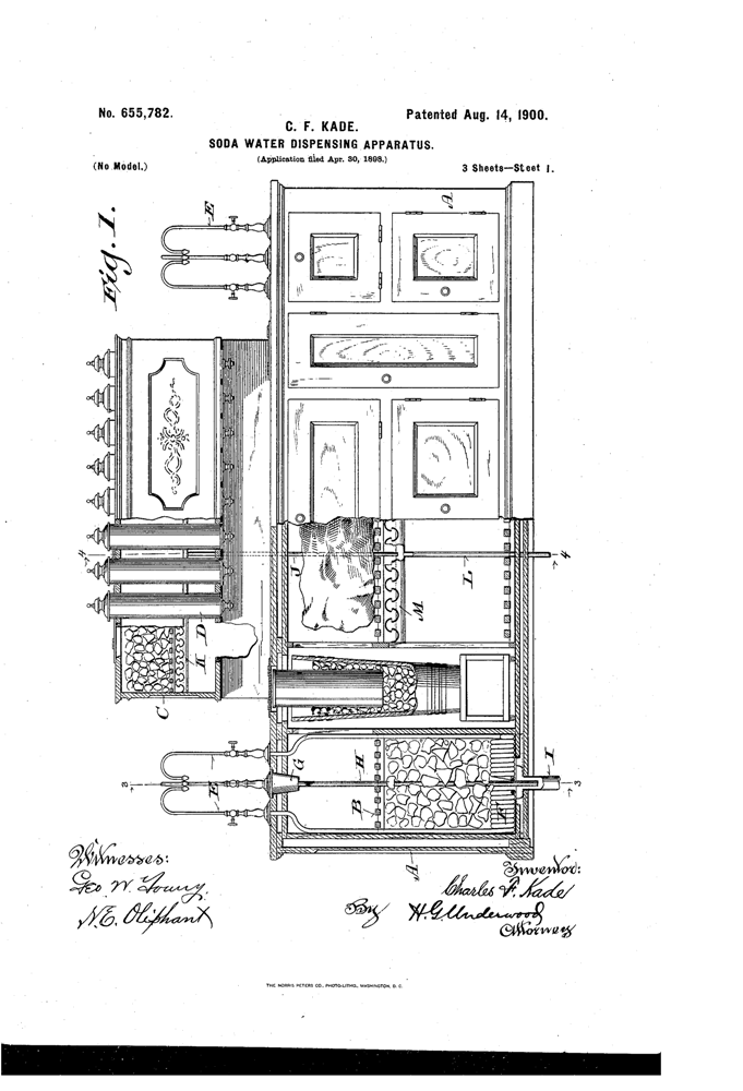 Kristin Holt | The Victorian-era Soda Fountain. US Patent No. 655782-0 for Soda Water Dispensing Apparatus, 1900. Image: Google. 1 of 3.