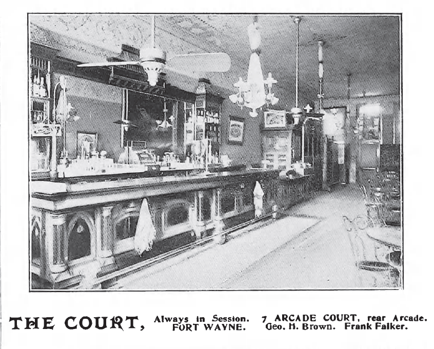 Kristin Holt | The Victorian-era Soda Fountain. Photograph of "The Court," a soda fountain in Fort Wayne, Indiana. From Fort Wayne Illustrated, published 1897.