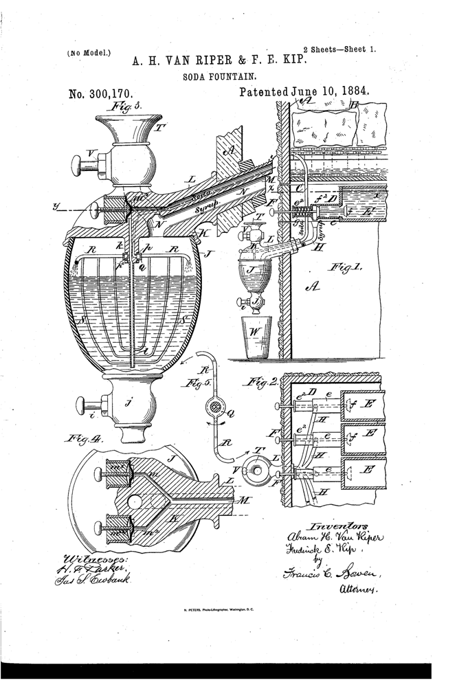 Kristin Holt | The Victorian-era Soda Fountain. Van Riper Patent, 1884, Soda Fountain. Image: Google. 1 of 2.