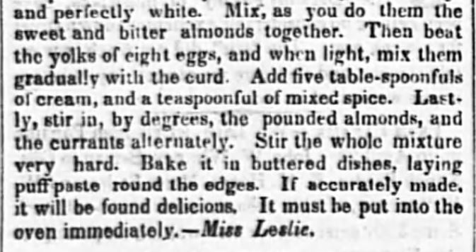 Almond Cheese Cake Recipe from an 1849 Newspaper, Part 2