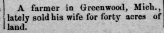 Kristin Holt | For Sale: Wife (Part 2). Green Bay Advocate of Green Bay, Wisconsin, December 20, 1877.