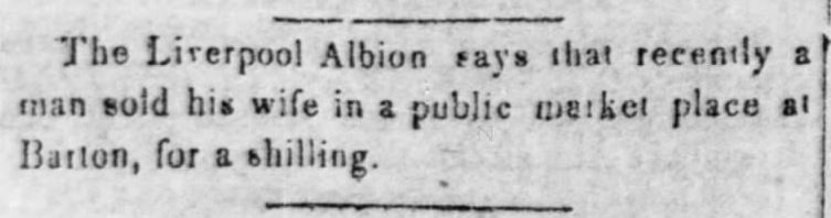 Kristin Holt | For Sale: Wife (Part 2). The Jeffersonian of Stroudsburg, Pennsylvania on May 13, 1847.