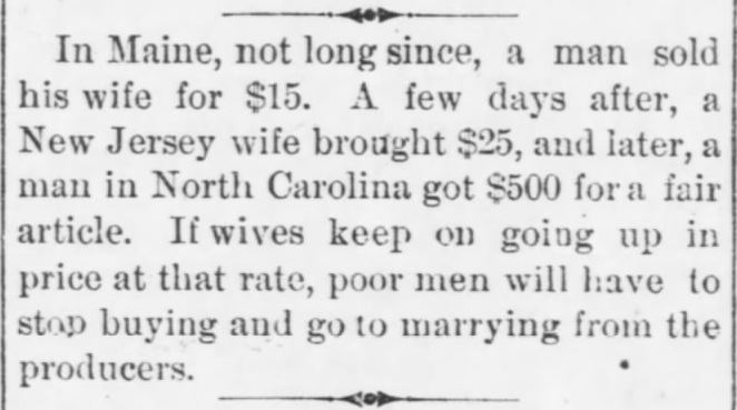 Kristin Holt | For Sale: Wife (Part 2). The Bourbon News of Paris, Kentucky, February 13, 1883.