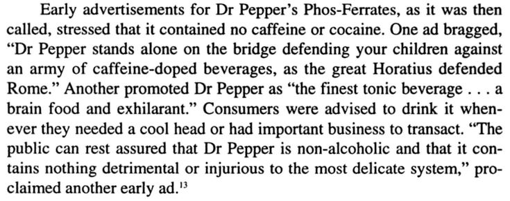 Kristin Holt | Victorian Dr. Pepper (1885). Excerpt from Sundae Best: A History of Soda Fountains by Anne Cooper Funerburg, pg. 71. 