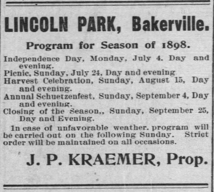 Kristin Holt | Victorian America's Harvest Celebrations. Program for the (summer) Season of 1898, including festivities from Independence Day through close of the season, September 25th. From The Marshfield News and Wisconsin Hub of Marshviled, Wisconsin on September 8, 1898.