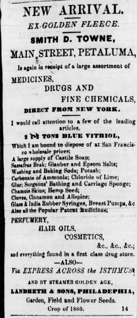 Kristin Holt | Victorian Baking: Saleratus, Baking Soda, and Salsoda. <strong>Baking Soda</strong>, advertised in <em>The Sonoma County Journal</em> of Petaluma, California on November 30, <strong>1860</strong>.