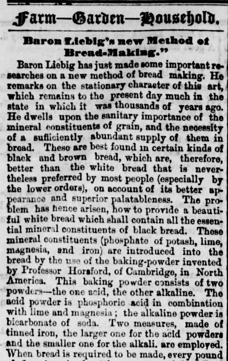 Kristin Holt | Victorian Baking: Saleratus, Baking Soda, and Salsoda. <strong>How and Why Baking Powder is Made</strong>, published in <em>The Ottawa Free Trader</em> of Ottawa, Illinois, on June 19, <strong>1869</strong>. Part 1 of 3.