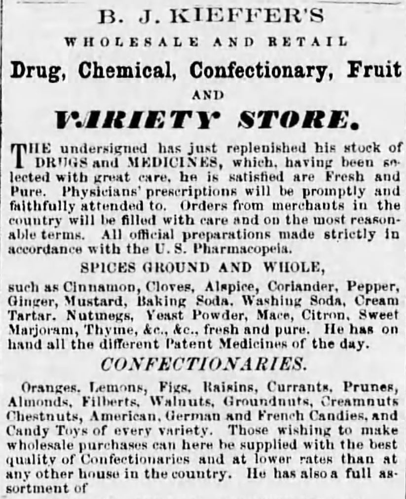 Kristin Holt | Victorian Baking: Saleratus, Baking Soda, and Salsoda. <strong>Baking Soda</strong> and <strong>Yeast Powder</strong> sold, alongside <strong>Washing Soda</strong>, and Cream Tartar. Advertised in <em>Carlisle Weekly Herald</em> of Carlisle, Pennsylvania on September 22, <strong>1858</strong>.