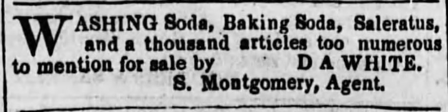 Kristin Holt | Victorian Baking: Saleratus, Baking Soda, Salsoda. Washing Soda, Baking Soda, Saleratus. Adveritsed in <em>Spirit of the Times</em>, in Ironton, Ohio, on August 7, <strong>1855</strong>.