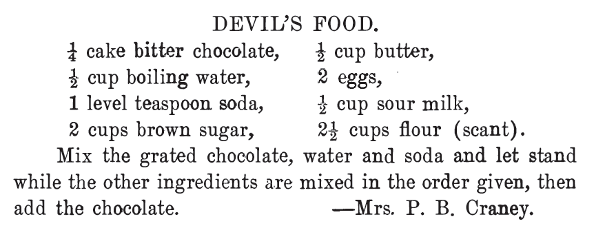 Kristin Holt | Victorian Baking: Devil's Food Cake ~ Devil's Food Cake Recipe, The West Bend Cook Book, 1908.