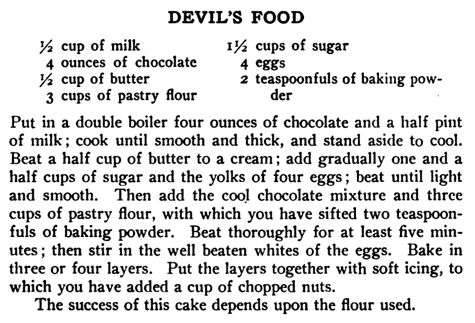 Kristin Holt | Victorian Baking: Devil's Food Cake ~ Devil's Food Recipe published in Mrs. Rorer's New Cook Book; A Manual of Housekeeping, published in 1902.