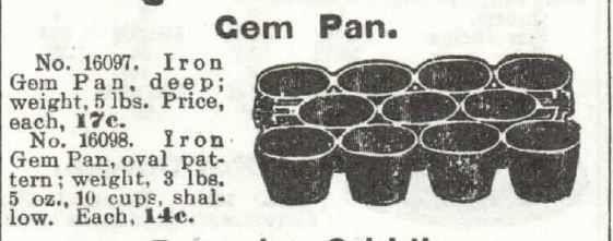 Kristin Holt | Victorian Cake: Tins, Pans, Moulds. Iron Gem Pan for sale by 1897 Sears, Roebuck & Co. Catalogue No. 104.