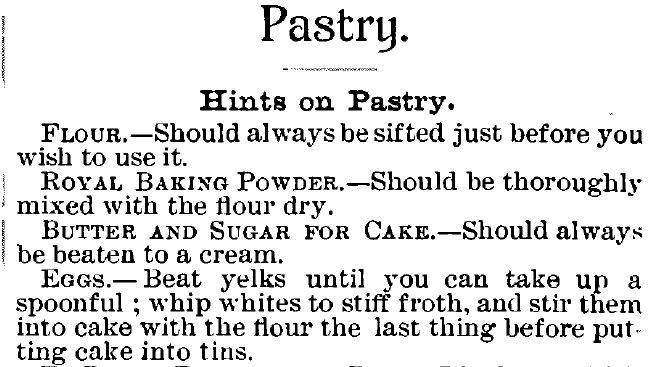 Kristin Holt | Victorian Cooking: The Sifter ~ An American Victorian Invention? Hints on Pastry making, published within Royal Baker Pastry Cook, 1888.