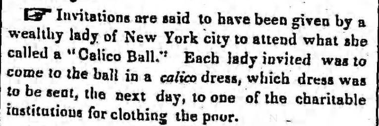 Kristin Holt | What is a Calico Ball? Explanation of a "Calico Ball," published in Hartford Courant of Hartford, Connecticut, January 13, 1855.