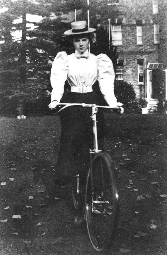 Kristin Holt | Kristin Holt | Victorian Ladies Wore Costumes--Every Day. Vintage Photograph of woman in bicycling costume (on bicycle). 1890s.