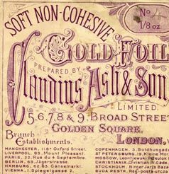 Kristin Holt | Late Victorian Dentistry: Ultra Modern! Vintage Ad for Soft Non-Cohesive Gold Foil for filling of teeth.