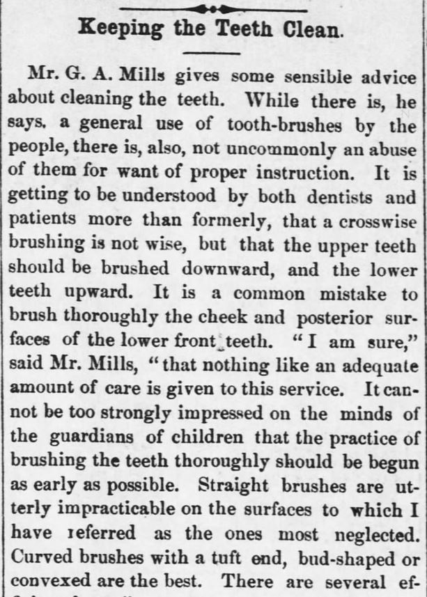 Kristin Holt | Late Victorian Dentistry: Ultra Modern! Part 1 of 2: "Keeping the Teeth Clean." Publisihed in Kansas Farmer of Topeka, Kansas on May 5, 1880.