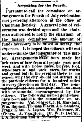 Kristin Holt | Victorians Race: On Foot, On Bicycles, In Wheelbarrows. "Arranging for the Fourth" from The Bismarck Tribune of Bismarck, North Dakota on June 5, 1888.