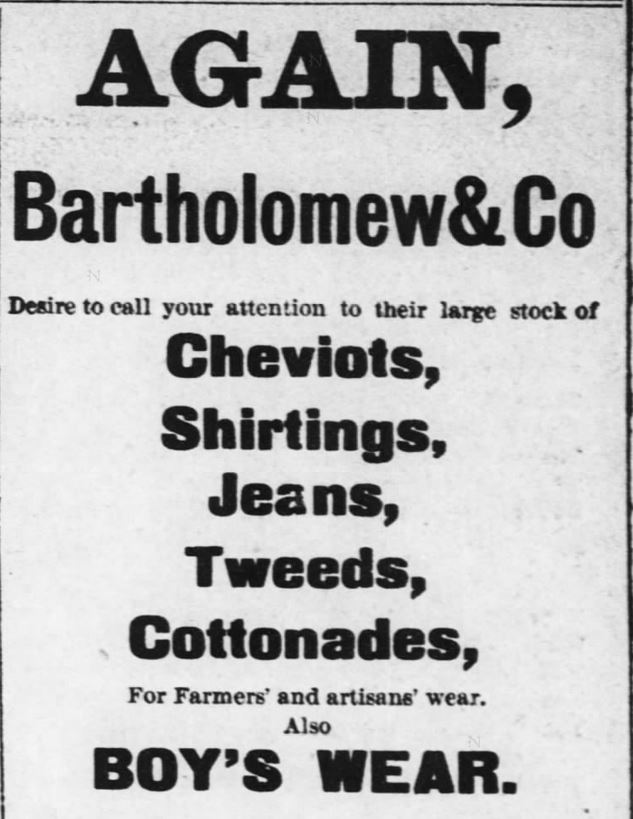 Kristin Holt | The Victorian Man's Suit of Clothes. Bartholomew & Co. advertise their clothing wares in the Kansas Farmer of Topeka, Kansas. May 5, 1880.
