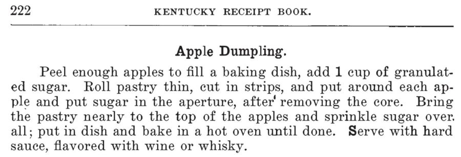 Kristin Holt | Victorian Apple Dumplings - recipe from Kentucky Receipt Book by Mary Harris Frazer, 1903.