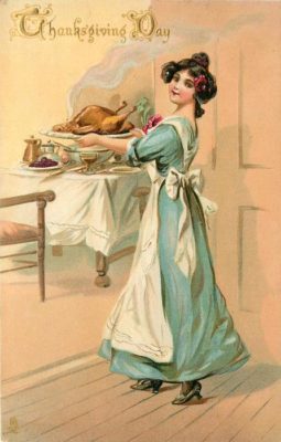 Kristin Holt | How to Carve a Thanksgiving Turkey, 1889. Vintage postcard artwork: "Thanksgiving Day," printed in Saxony, first use August 11, 1911.