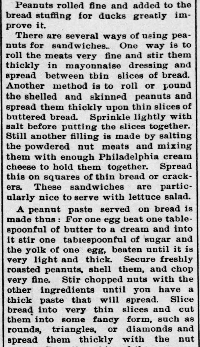 Kristin Holt | Peanut Butter in Victorian America. Newspaper Article: All about Peanuts, Part 2 of 8, published in The Ozark County News of Gainesville, Missouri on February 11, 1897. Kristin Holt | Peanut Butter in Victorian America. Newspaper Article: All about Peanuts, Part 2 of 8, published in The Ozark County News of Gainesville, Missouri on February 11, 1897.