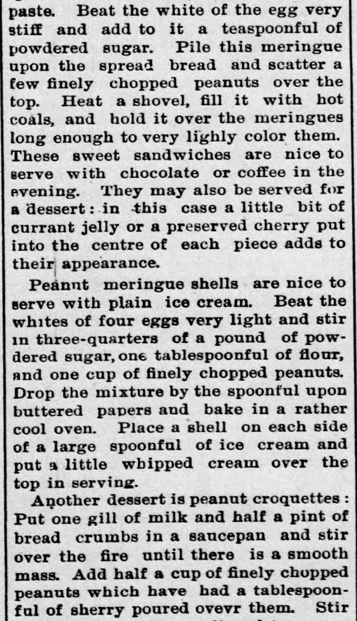 Kristin Holt | Peanut Butter in Victorian America. Newspaper Article: All about Peanuts, Part 3 of 8, published in The Ozark County News of Gainesville, Missouri on February 11, 1897.