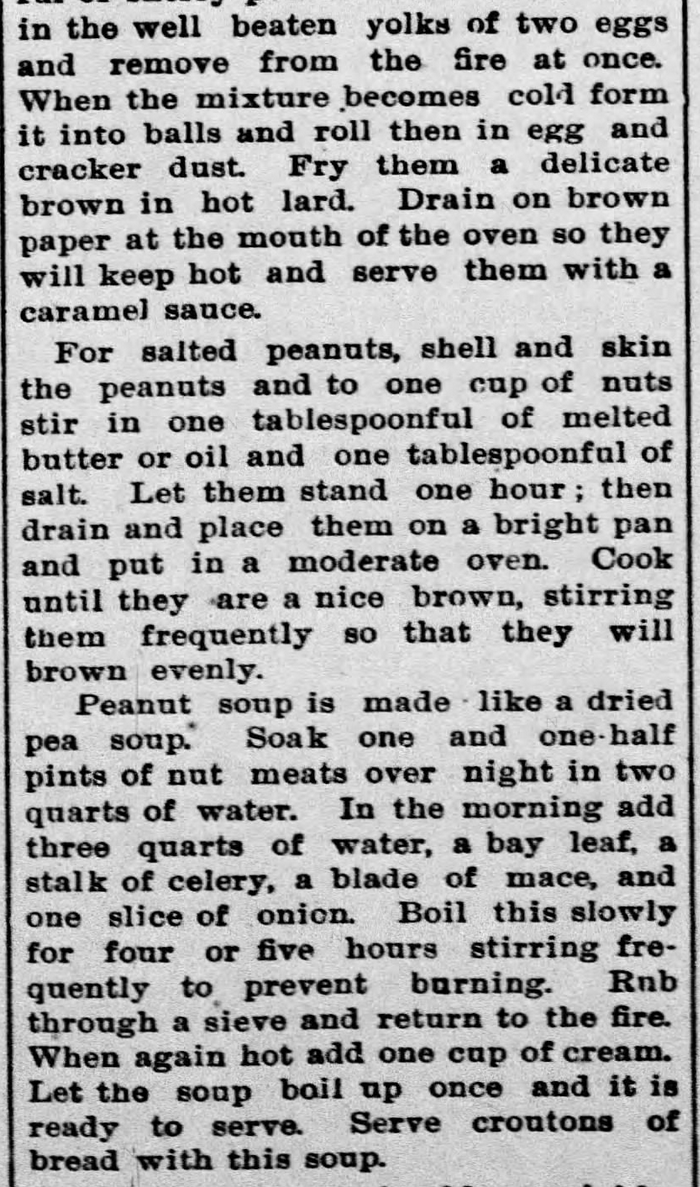 Kristin Holt | Peanut Butter in Victorian America. Newspaper Article: All about Peanuts, Part 4 of 8, published in The Ozark County News of Gainesville, Missouri on February 11, 1897.