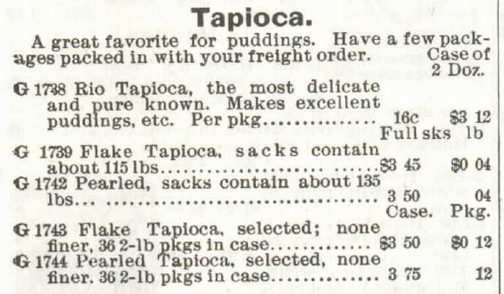 Kristin Holt | Victorian Homemakers Present Tapioca Pudding. Tapica Pudding is for sale in the 1897 Sears Catalog, No. 104. Image is of that historic listing.