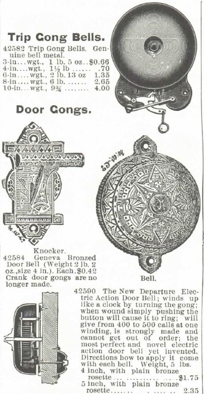 Kristin Holt | Image of 19th Century Turnkey doorbells for sale in the Montgomery Ward Spring and Summer Catalog of 1895. Part 1.