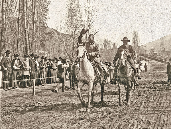 Image with caption: Theodore Roosevelt returning from a hunt, Glenwood Springs, Colorado, circa <strong>1905</strong>. Notice the superb "Tip of the Hat". Image courtesy of <a href="https://truewestmagazine.com/cowboy-hat-etiquette/" target="_blank" rel="noopener">True West Magazine, <em>Cowboy Hat Etiquette</em></a>.