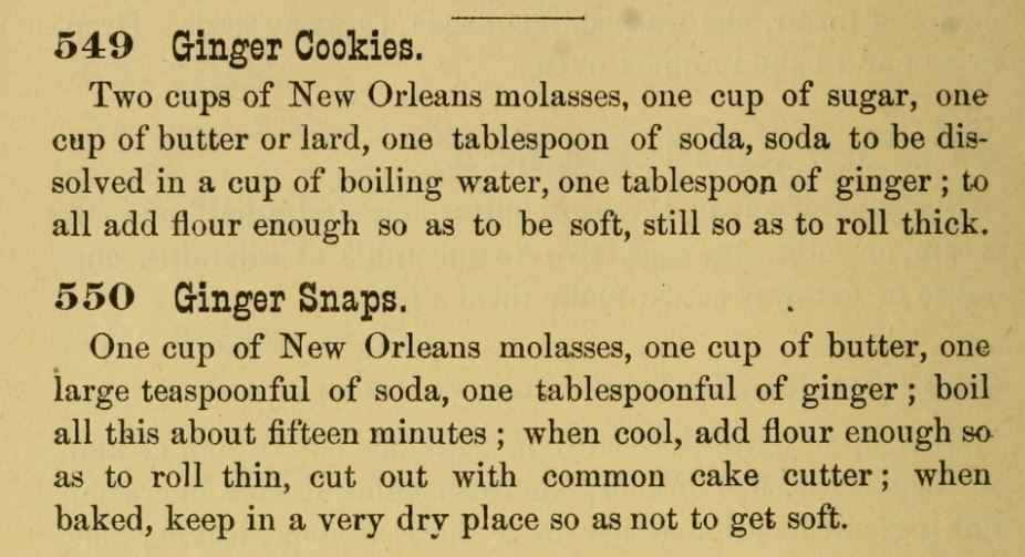 Kristin Holt | Victorian Gingerbread Recipes: Ginger Cookies and Ginger Snaps, published in The Home Messenger Book of Tested Recipes, 2nd Edition, 1878. By Isabella Stewart.