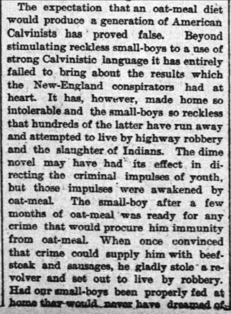 Kristin Holt | "Oat-meal": Protect the Children, Part 3, New York Times, June 12, 1884.