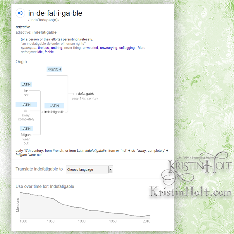 Kristin Holt | Define: Indefatigable, courtesy of google; a word used within The Art of Courtship