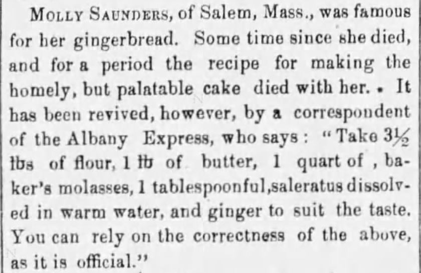 Kristin Holt | Molly's Victorian Gingerbread Recipe. Published in The Buffalo Daily Republic of Buffalo, New York. October 26, 1855.
