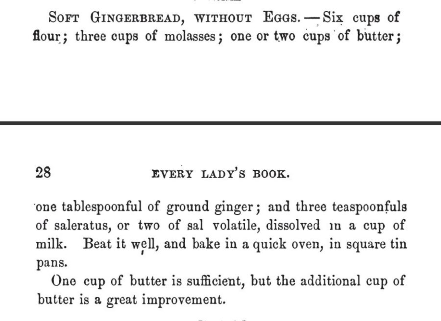 Kristin Holt | Victorian Gingerbread Recipes: Soft Gingergread Without Eggs. Published in Every Lady's Cook Book, 1854.