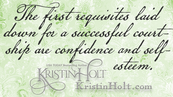 Kristin Holt | The Art of Courtship, quote from within: The first requisites laid down for a successful courtship are confidence and self-esteem." From the Des Moines Register of Des Moines, IA on Feb. 20, 1887. 