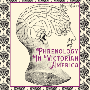 Kristin Holt | Blondes are Favorites. Image: vintage etching illustration of a phrenology outline upon a human head. Phrenology in Victorian America. Related to Victorian Hair Indicative of Character.