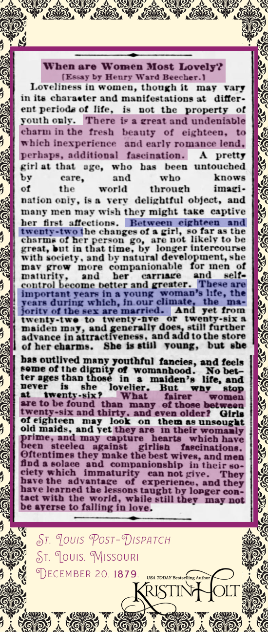 Kristin Holt | When are Women Most Lovely? An Essay by Henry Ward Beecher, 1879, with commentary and styling by Kristin Holt. St. Louis Post-Dispatch of St. Louis, Missouri. December 20, 1879.
