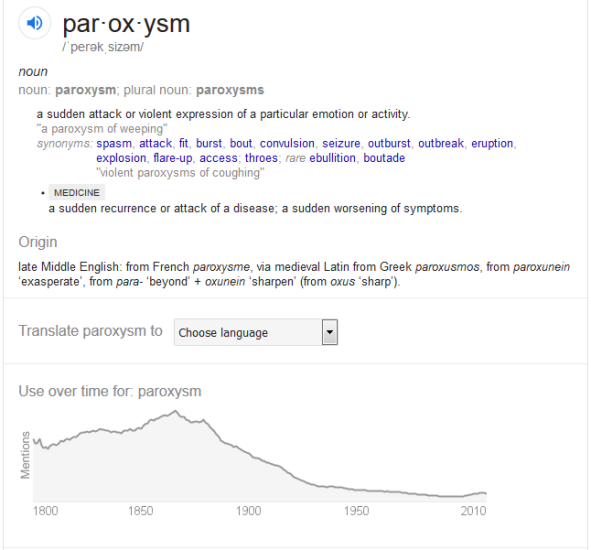 Kristin Holt | Victorian-American Headaches: Part 2. Definition of Paroxysm, compliments of Google.