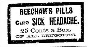 Kristin Holt | Victorian-American Headaches: Part 4. Beecham's Pills, advertised in The Salt Lake City Tribune on March 15, 1891.